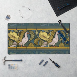 Pigeon Blue Yellow Fish Art Nouveau Bureaumat