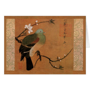 Pigeon et pêche par Momohatozu Art chinois