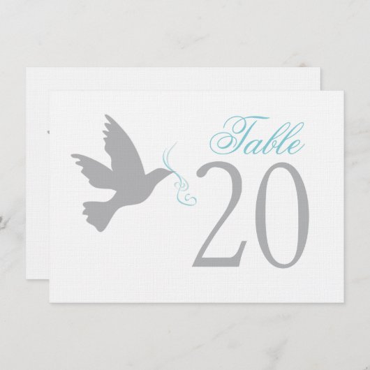 Pigeon gris avec des numéros de table de mariage b (Devant / Derrière)