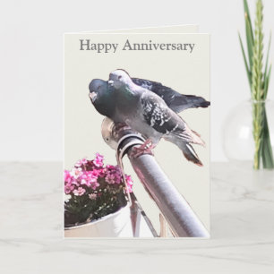 Pigeon paire et Fleurs éditable carte anniversaire