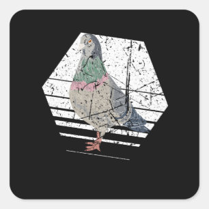 Pigeon Retro Vierkante Sticker