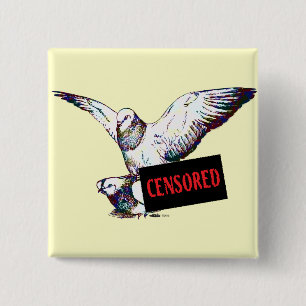 Pigeons Mating: Censored! Vierkante Button 5,1 Cm
