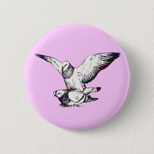 Pigeons Mating Ronde Button 5,7 Cm