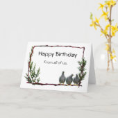 Pigeons sur la carte d'anniversaire de Twig (Fleur jaune)