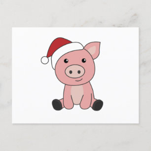 Piggen met kerstwintersneeuw briefkaart