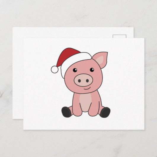 Piggen met kerstwintersneeuw briefkaart (Voorkant / Achterkant)