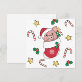 Piggen met kerstwintersneeuw feestdagenkaart (Voorkant / Achterkant)