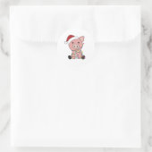 Piggen met kerstwintersneeuw ronde sticker (Tas)