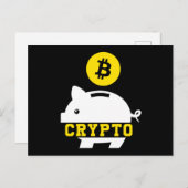 Piggy Bank Bitcoin Coin Cryptocurrency Crypto BTC Briefkaart (Voorkant / Achterkant)