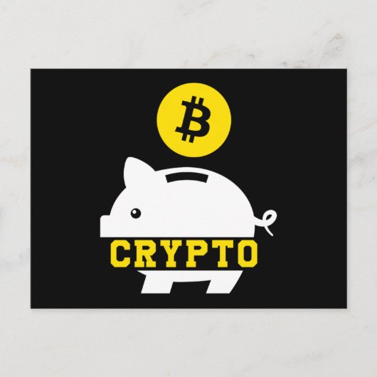 Piggy Bank Bitcoin Coin Cryptocurrency Crypto BTC Briefkaart (Voorkant)