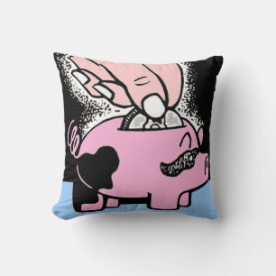 Piggy Bank Couleur et Coussin noir et blanc