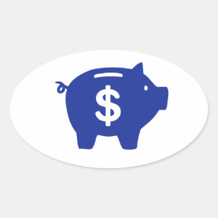 Piggy Bank dollar Ovale Sticker