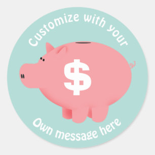 Piggy Bank Ronde Sticker