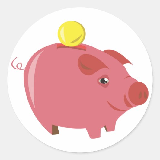 Piggy Bank Ronde Sticker (Voorkant)