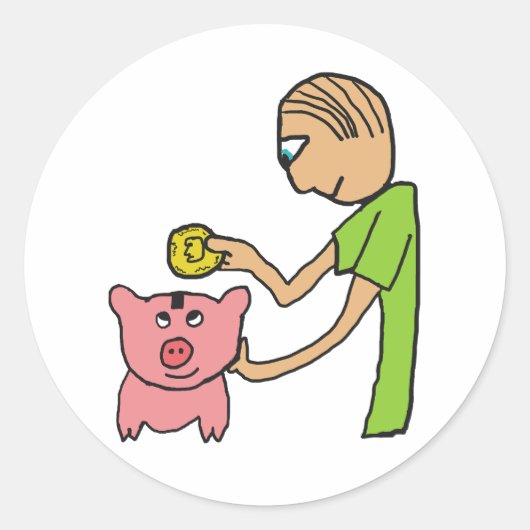 Piggy Bank Ronde Sticker (Voorkant)