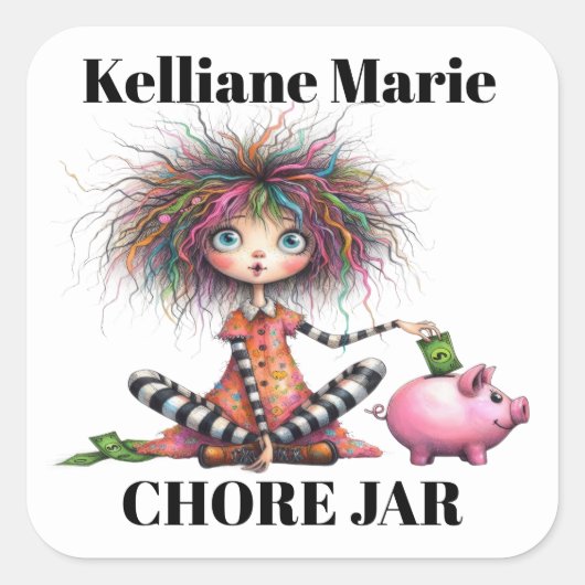 Piggy Bank Vierkante Sticker (Voorkant)