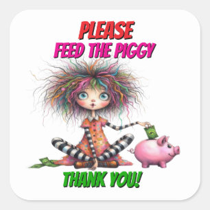 Piggy Bank Vierkante Sticker