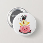 Piggy Chick en Mouse Friends Button Fun (Voorkant /achterkant)