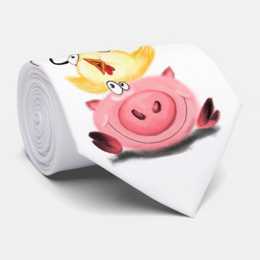 Piggy Chick en Mouse Friends Stropdas Fun (Opgerold)