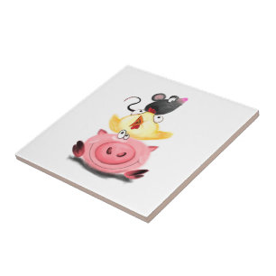 Piggy Chick et souris amis Carreaux céramiques amu