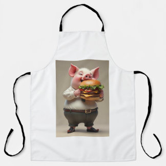 Piggy eet een hamburger schort