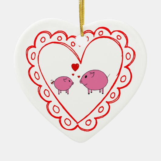 PiGgy in Love. Keramisch Ornament (Voorkant)