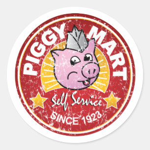 Piggy Mart  Kruidenier Medewerker Badge Ronde Sticker