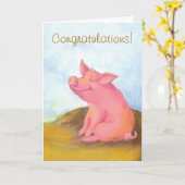 Piggy Pinkles / Félicitations Carte de voeux (Fleur jaune)