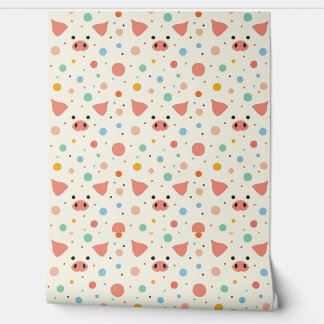 Piggy & polka dots behang