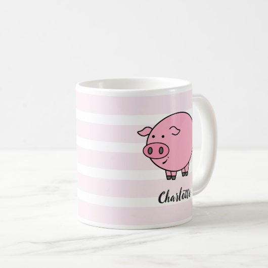 Piggy Rose Design Café Mug (Devant droit)