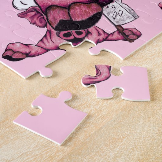 Piggy the Hamicidal Maniac Cartoon Pig Chef Art Legpuzzel (Zijkant)