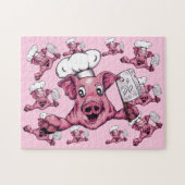 Piggy the Hamicidal Maniac Cartoon Pig Chef Art Legpuzzel (Horizontaal)