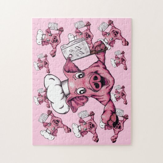 Piggy the Hamicidal Maniac Cartoon Pig Chef Art Legpuzzel (Verticaal)