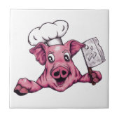 Piggy the Hamicidal Maniac Crazy Chef Pig Art Tegeltje (Voorkant)
