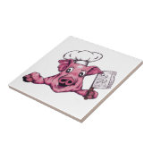 Piggy the Hamicidal Maniac Crazy Chef Pig Art Tegeltje (Zijkant)