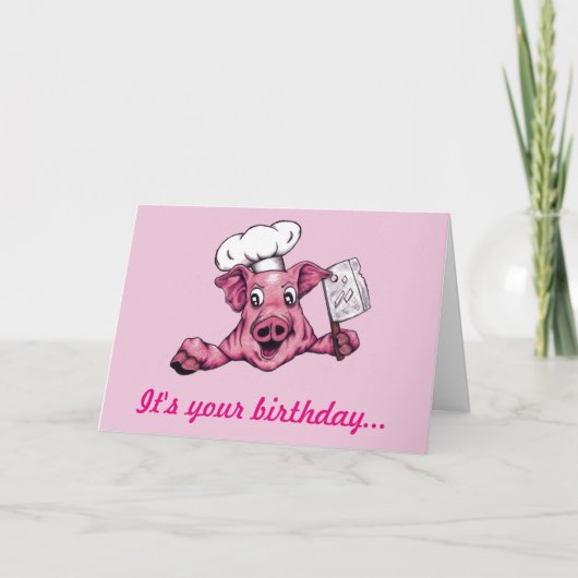 Piggy the Hamicidal Maniac Funny Pig Birthday Kaart (Voorkant)