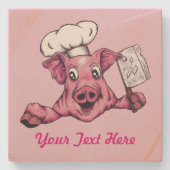 Piggy the Hamicidal Maniac Funny Pig Original Art Stenen Onderzetter (Voorkant)