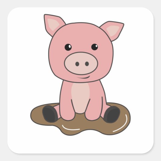 Piglet Piglet Mud Puddle Mud Vierkante Sticker (Voorkant)