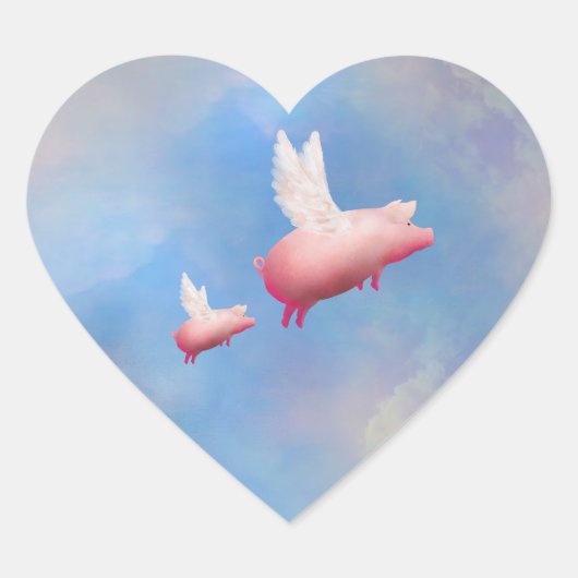Piglet volant avec sa mère autocollant (Devant)