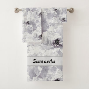 Pignons, gris et blanc, fleurs florales, blanches