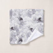 Pignons, gris et blanc, fleurs florales, blanches (Gant de toilette)
