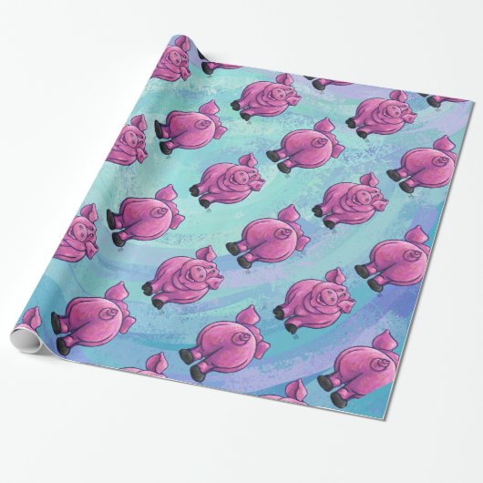 Pigpatroon hoofden en rails cadeaupapier (Uitgerold)