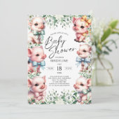 Pigs adorables Verdure Baby shower Invitation (Debout devant)