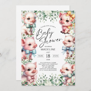 Pigs adorables Verdure Baby shower Invitation