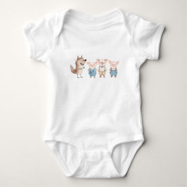 Pigs and Bad Wolf cartoon Romper