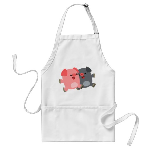Pigs Apron Cute Black en White Cartoon Standaard Schort (Voorkant)