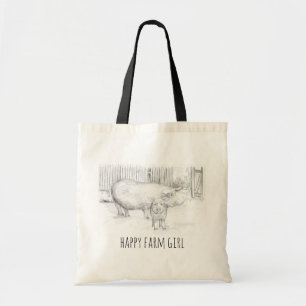 Pigs Boerderij Girl Barnyard Hand Drawn Animal Tote Bag