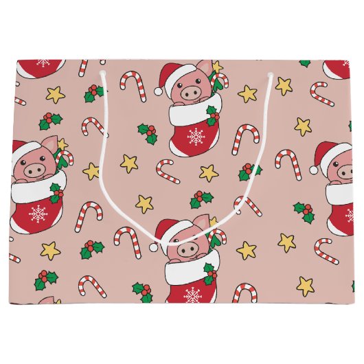 Pigs-feestdag met kerstwinter groot cadeauzakje (Voorkant)