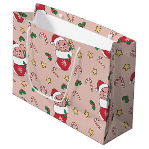 Pigs-feestdag met kerstwinter groot cadeauzakje