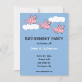 Pigs Fly Funny Retirement Party Invitation Kaart (Voorkant)